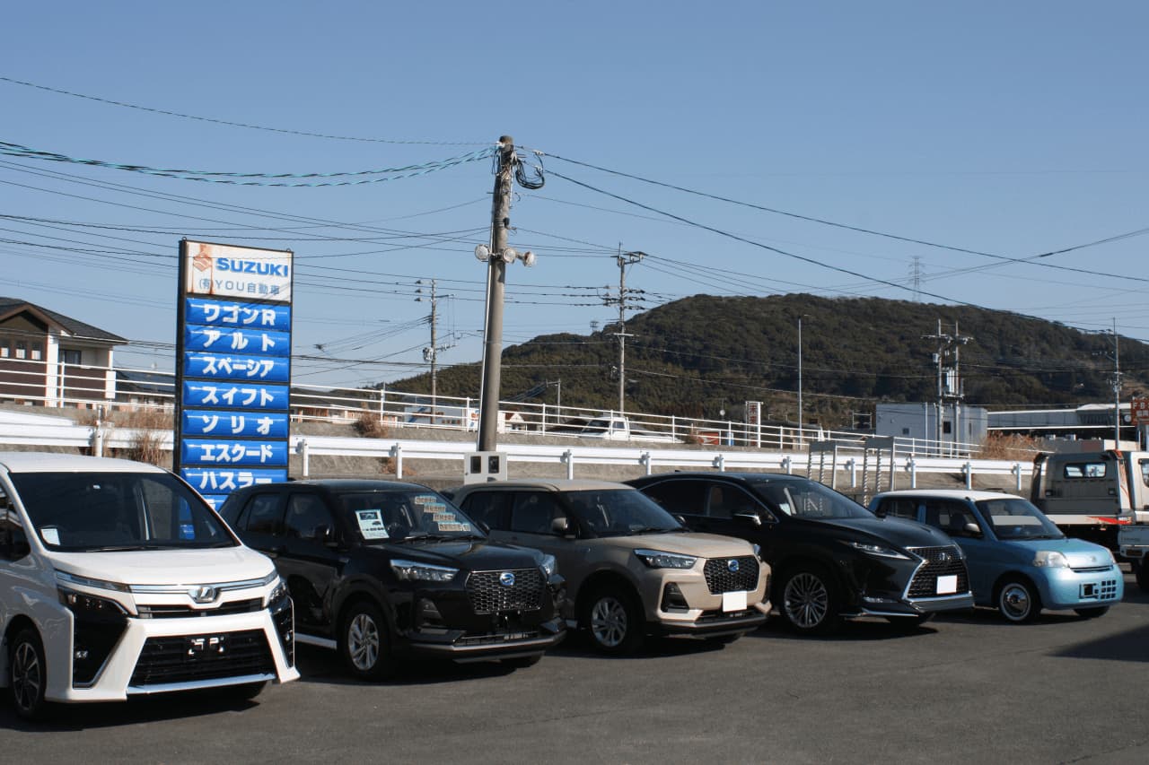 展示場に並ぶ新車や中古車